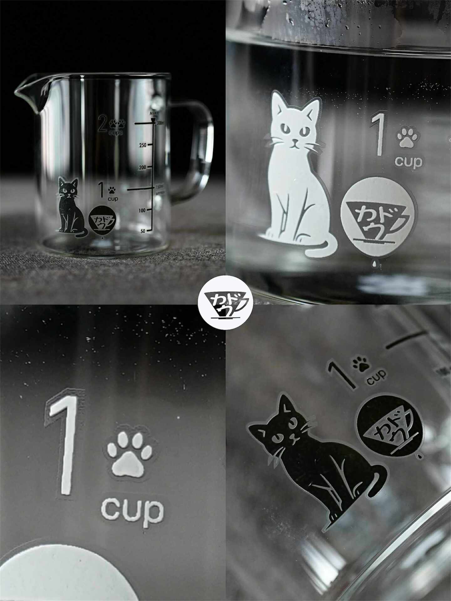 量杯式耐熱玻璃咖啡分享壺 350ml Coffee Server 變色貓/黑心/紅心/透明